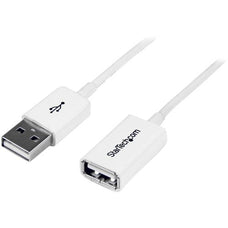 StarTech.com 1m White USB 2.0 Extension Cable A to A - M/F - 1 m USB Data Transfer Cable for Peripheral Device - First End: 1 x 4-pin USB 2.0 Type A - Male - Second End: 1 x 4-pin USB 2.0 Type A - Female - 480 Mbit/s - Extension Cable - Shielding - 24/28 IM2475274