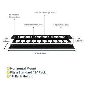 Construction Finger Rack StarTech.com 1U Horizontal Finger Duct Rack Cable Management Panel wit ...