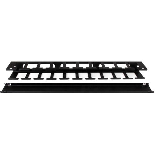 StarTech.com 1U Horizontal Finger Duct Rack Cable Management Panel with Cover - Cable Management Panel - Black - 1 - 1U Rack Height - 19" Panel Width - Steel IM2748322