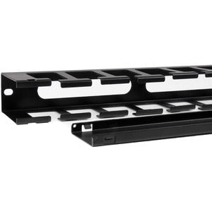 StarTech.com 1U Horizontal Finger Duct Rack Cable Management Panel with Cover - Cable Management Panel - Black - 1 - 1U Rack Height - 19" Panel Width - Steel IM2748322