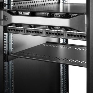 StarTech.com 1U Vented Server Rack Cabinet Shelf - Fixed 16" Deep Cantilever Rackmount Tray for 19" Data/AV/Network Enclosure w/Cage Nuts - For Server, A/V Equipment, LAN Switch, Patch Panel - 1U Rack Height - Rack-mountable - Black - Steel - 20.05 kg Max IM3677757