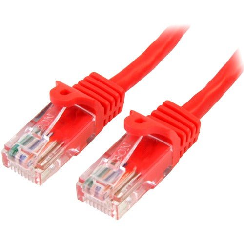 StarTech.com 2 m Red Cat5e Snagless RJ45 UTP Patch Cable - 2m Patch Cord - 2 m Category 5e Network Cable for Network Device, Hub - First End: 1 x RJ-45 Network - Male - Second End: 1 x RJ-45 Network - Male - Patch Cable - Gold Plated Contact - CM - 24 AWG IM2875721