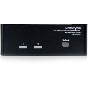 StarTech.com 2 Port DVI VGA Dual Monitor KVM Switch with Audio & USB Hub - 2 Computer(s) - WUXGA - 1920 x 1440 - 6 x USB - 3 x DVI3 x VGA - Desktop - TAA Compliant IM1608503