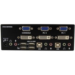 StarTech.com 2 Port DVI VGA Dual Monitor KVM Switch with Audio & USB Hub - 2 Computer(s) - WUXGA - 1920 x 1440 - 6 x USB - 3 x DVI3 x VGA - Desktop - TAA Compliant IM1608503
