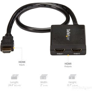 StarTech.com 2-Port HDMI Splitter with USB Power-4K - 30 Hz to 30 Hz - 3840 × 2160 - 1 x HDMI In - 2 x HDMI Out IM2736716