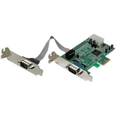 StarTech.com 2 Port Low Profile PCI Express Serial Card - 16550 - 1 Pack - Dual-profile Plug-in Card - PCI Express - PC - 2 x Number of Serial Ports External IM1618201