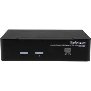 StarTech.com 2 Port USB DisplayPort KVM Switch with Audio - 2 Computer(s) - 1 Local User(s) - WQUXGA - 3840 x 2400 - 6 x USB - Desktop - 3 x DisplayPort - TAA Compliant IM1613837