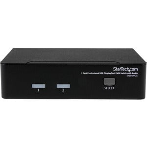 StarTech.com 2 Port USB DisplayPort KVM Switch with Audio - 2 Computer(s) - 1 Local User(s) - WQUXGA - 3840 x 2400 - 6 x USB - Desktop - 3 x DisplayPort - TAA Compliant IM1613837