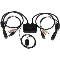 StarTech.com 2 Port USB HDMI Cable KVM Switch with Audio and Remote Switch - USB Powered - 2 Computer(s) - 1 Local User(s) - 1920 x 1200 - 3 x USB - 2 x HDMI IM2514069