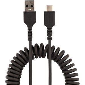 StarTech.com 20in (50cm) USB A to C Charging Cable, Coiled Heavy Duty USB 2.0 A to Type-C, Durable Fast Charge & Sync USB-C Cable, Black - 50.80 cm USB/USB-C Data Transfer Cable for Mobile Device, iPad Pro, iPad mini - First End: 1 x USB 2.0 Type A - Male IM5505634