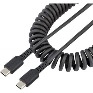 StarTech.com 20in (50cm) USB C Charging Cable, Coiled Heavy Duty Fast Charge & Sync USB-C Cable, High Quality USB 2.0 Type-C Cable, Black - 50.80 cm USB-C Data Transfer Cable for Mobile Device, iPad Pro, iPad mini - First End: 1 x 24-pin USB 2.0 Type C - IM5505635
