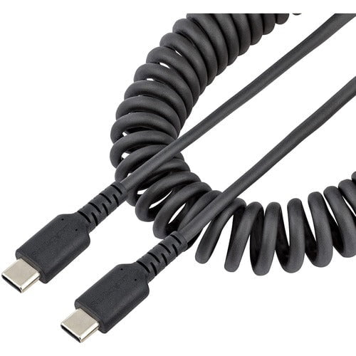 StarTech.com 20in (50cm) USB C Charging Cable, Coiled Heavy Duty Fast Charge & Sync USB-C Cable, High Quality USB 2.0 Type-C Cable, Black - 50.80 cm USB-C Data Transfer Cable for Mobile Device, iPad Pro, iPad mini - First End: 1 x 24-pin USB 2.0 Type C - IM5505635