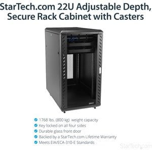 36 Inch Server Rack Casters StarTech.com 22U 36in Knock-Down Server Rack Cabinet with Caster~ - Fo ...