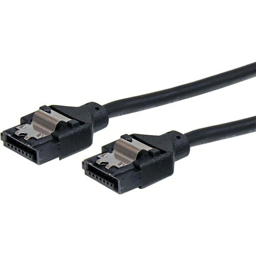 StarTech.com 24in Latching Round SATA Cable - 60.96 cm SATA Data Transfer Cable for Hard Drive, Server - First End: 1 x 7-pin SATA - Female - Second End: 1 x 7-pin SATA - Female - 30 AWG - Black - 1 IM1861200