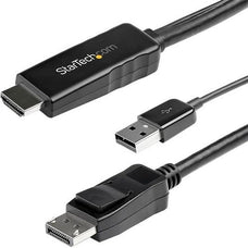 StarTech.com 2m (6ft) HDMI to DisplayPort Cable 4K 30Hz - Active HDMI 1.4 to DP 1.2 Adapter Cable with Audio - USB Powered Video Converter - 2 m DisplayPort/HDMI/USB A/V Cable for Audio/Video Device, Desktop Computer, Monitor, Workstation, Projector - Fir IM4833280