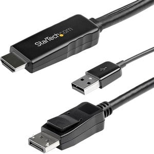 StarTech.com 2m (6ft) HDMI to DisplayPort Cable 4K 30Hz - Active HDMI 1.4 to DP 1.2 Adapter Cable with Audio - USB Powered Video Converter - 2 m DisplayPort/HDMI/USB A/V Cable for Audio/Video Device, Desktop Computer, Monitor, Workstation, Projector - Fir IM4833280