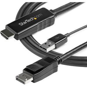StarTech.com 2m (6ft) HDMI to DisplayPort Cable 4K 30Hz - Active HDMI 1.4 to DP 1.2 Adapter Cable with Audio - USB Powered Video Converter - 2 m DisplayPort/HDMI/USB A/V Cable for Audio/Video Device, Desktop Computer, Monitor, Workstation, Projector - Fir IM4833280