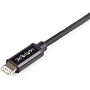 StarTech.com 2m (6ft) Long Black AppleÂ® 8-pin Lightning Connector to USB Cable for iPhone / iPod / iPad - 2 m Lightning/USB Data Transfer Cable for iPod, iPad, iPhone, MAC - First End: 1 x 4-pin USB Type A - Male - Second End: 1 x 8-pin Lightning - Male IM2447941
