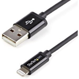 StarTech.com 2m (6ft) Long Black AppleÂ® 8-pin Lightning Connector to USB Cable for iPhone / iPod / iPad - 2 m Lightning/USB Data Transfer Cable for iPod, iPad, iPhone, MAC - First End: 1 x 4-pin USB Type A - Male - Second End: 1 x 8-pin Lightning - Male IM2447941