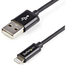 StarTech.com 2m (6ft) Long Black AppleÂ® 8-pin Lightning Connector to USB Cable for iPhone / iPod / iPad - 2 m Lightning/USB Data Transfer Cable for iPod, iPad, iPhone, MAC - First End: 1 x 4-pin USB Type A - Male - Second End: 1 x 8-pin Lightning - Male IM2447941