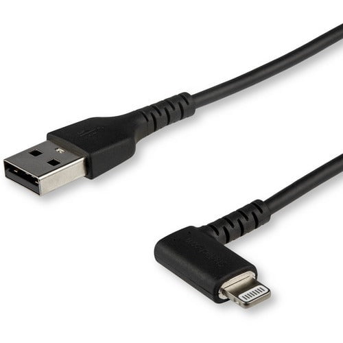 StarTech.com 2m USB A to Lightning Cable iPhone iPad Durable Right Angled 90 Degree Black Charger Cord w/Aramid Fiber Apple MFI Certified - 2 m Lightning/USB Data Transfer Cable for iPhone - First End: Lightning - Second End: USB - MFI - Shielding - Black IM4630274