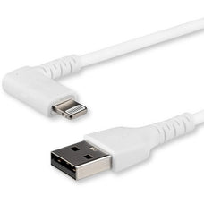 StarTech.com 2m USB A to Lightning Cable iPhone iPad Durable Right Angled 90 Degree White Charger Cord w/Aramid Fiber Apple MFI Certified - 2 m Lightning/USB Data Transfer Cable for iPhone - First End: Lightning - Second End: USB - MFI - Shielding - White IM4630335