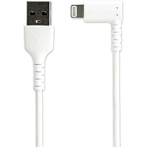StarTech.com 2m USB A to Lightning Cable iPhone iPad Durable Right Angled 90 Degree White Charger Cord w/Aramid Fiber Apple MFI Certified - 2 m Lightning/USB Data Transfer Cable for iPhone - First End: Lightning - Second End: USB - MFI - Shielding - White IM4630335