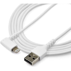 StarTech.com 2m USB A to Lightning Cable iPhone iPad Durable Right Angled 90 Degree White Charger Cord w/Aramid Fiber Apple MFI Certified - 2 m Lightning/USB Data Transfer Cable for iPhone - First End: Lightning - Second End: USB - MFI - Shielding - White IM4630335
