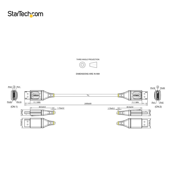 Startech.com 2m Vesa Certified DisplayPort 1.4 Cable with Latches DP 8K, 4K DDDP14VMM2M