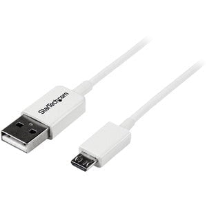 StarTech.com 2m White Micro USB Cable - A to Micro B - 2 m USB/USB Micro-B Data Transfer Cable for Cellular Phone, Camera, Hard Drive, Tablet PC - First End: 1 x 4-pin USB 2.0 Type A - Male - Second End: 1 x 5-pin Micro USB 2.0 Type B - Male - 480 Mbit/s IM2485501