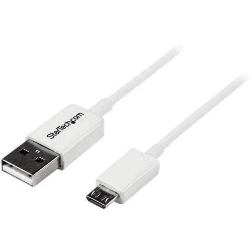 StarTech.com 2m White Micro USB Cable - A to Micro B - 2 m USB/USB Micro-B Data Transfer Cable for Cellular Phone, Camera, Hard Drive, Tablet PC - First End: 1 x 4-pin USB 2.0 Type A - Male - Second End: 1 x 5-pin Micro USB 2.0 Type B - Male - 480 Mbit/s IM2485501