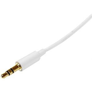 StarTech.com 2m White Slim 3.5mm Stereo Audio Cable - Male to Male - 2 m Mini-phone Audio Cable for Audio Device, iPod, iPad, iPhone - First End: 1 x Mini-phone Stereo Audio - Male - Second End: 1 x Mini-phone Stereo Audio - Male - Nickel Plated Connector IM2482483