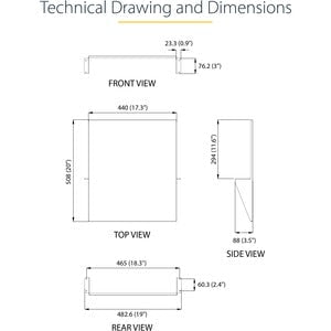 StarTech.com 2U 19" 2-Post Network Rack Shelf 20in Deep Center Mount Cantilever Tray Rackmount for AV/Data Equipment 75lb Capacity - 2U 19in 2 Post network rack shelf/rackmount cantilever tray 20 in deep - Centre Mount - Universal fit in EIA 30 data/AV ra IM4875210