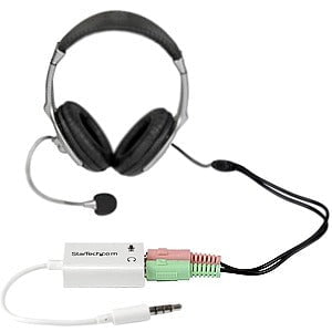StarTech.com 3.5mm 4 Position to 2x 3 Position 3.5mm Headset Splitter Adapter M/F - White - 15.24 cm Mini-phone Audio Cable for Audio Device, Speaker, Headphone, Headset, Microphone, Notebook, iPod, iPhone, Ultrabook - First End: 1 x Mini-phone Stereo Aud IM2536925