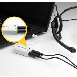 StarTech.com 3.5mm 4 Position to 2x 3 Position 3.5mm Headset Splitter Adapter M/F - White - 15.24 cm Mini-phone Audio Cable for Audio Device, Speaker, Headphone, Headset, Microphone, Notebook, iPod, iPhone, Ultrabook - First End: 1 x Mini-phone Stereo Aud IM2536925