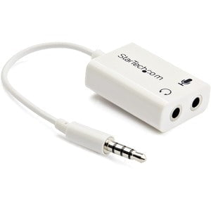 StarTech.com 3.5mm 4 Position to 2x 3 Position 3.5mm Headset Splitter Adapter M/F - White - 15.24 cm Mini-phone Audio Cable for Audio Device, Speaker, Headphone, Headset, Microphone, Notebook, iPod, iPhone, Ultrabook - First End: 1 x Mini-phone Stereo Aud IM2536925
