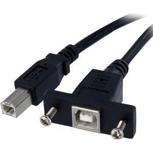StarTech.com 3 ft Panel Mount USB Cable B to B - F/M - 91.44 cm USB-B Data Transfer Cable for Storage Enclosure, Hard Drive - First End: 1 x 4-pin USB Type B - Male - Second End: 1 x 4-pin USB Type B - Female - Shielding - Nickel Plated Connector - 24/28 IM2503080