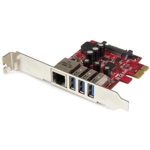 StarTech.com 3 Port PCI Express USB 3.0 Card + Gigabit Ethernet - PCI Express 2.0 - Plug-in Card - 3 USB Port(s) - 1 Network (RJ-45) Port(s) - 3 USB 3.0 Port(s) - PC, Linux IM2959518