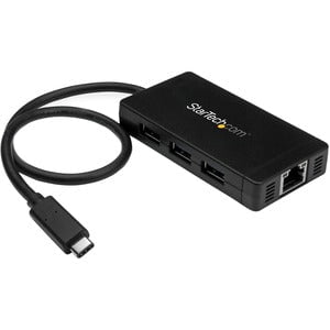 StarTech.com 3-port USB 3.0 Hub Plus GbE - USB Type C - External - 3 USB Port(s) - 1 Network (RJ-45) Port(s) - 3 USB 3.0 Port(s) - PC, Mac - TAA Compliant IM3302353