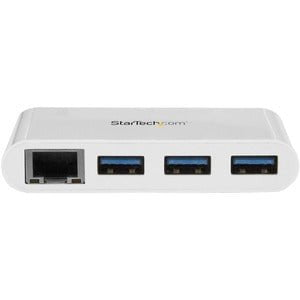 StarTech.com 3-Port USB-C Hub with Gigabit Ethernet - USB-C to 3x USB-A - USB 3.0 Hub - White - USB 3.0 Type C - External - 3 USB Port(s) - 1 Network (RJ-45) Port(s) - 3 USB 3.0 Port(s) - UASP Support - PC, Mac, Linux IM3521282