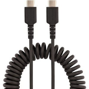 StarTech.com 3ft (1m) USB C Charging Cable, Coiled Heavy Duty Fast Charge & Sync USB-C Cable, High Quality USB 2.0 Type-C Cable, Black - 1 m USB-C Data Transfer Cable for Mobile Device, iPad Pro, iPad mini - First End: 1 x 24-pin USB 2.0 Type C - Male - S IM5505636