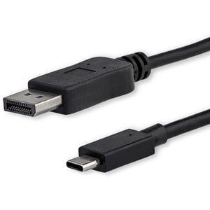 StarTech.com 3ft/1m USB C to DisplayPort 1.2 Cable 4K 60Hz - USB Type-C to DP Video Adapter Monitor Cable HBR2 - TB3 Compatible - Black - 1 m DisplayPort/Thunderbolt 3 A/V Cable for Audio/Video Device, Monitor, Projector, MacBook, MacBook Pro, iPad Pro - IM3285175