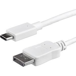 StarTech.com 3ft/1m USB C to DisplayPort 1.2 Cable 4K 60Hz - USB Type-C to DP Video Adapter Monitor Cable HBR2 - TB3 Compatible - White - 1 m DisplayPort/Thunderbolt 3 Video Cable for Audio/Video Device, Monitor, Workstation, Projector, MacBook, Ultrabook IM3962947
