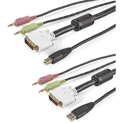 StarTech.com 4-in-1 USB DVI KVM Cable with Audio and Microphone - 1.83 m USB KVM Cable for KVM Switch, Keyboard/Mouse - First End: 1 x 29-pin DVI-I Digital Video - Male, 2 x 4-pin Mini-phone Audio - Male, 1 x 3-pin USB Type A - Female - Second End: 1 x 29 IM2902564