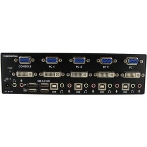 StarTech.com 4-Port DVI and VGA, USB KVM Switch with Audio and USB 2.0 Hub - 4 Computer(s) - 1 Local User(s) - SVGA, WUXGA - 1920 x 1440 - 8 x USB - 5 x DVI5 x VGA - Rack-mountable, Desktop - TAA Compliant IM1607458