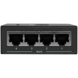StarTech.com 4 Port Gigabit Midspan - PoE+ Injector - 802.3at and 802.3af - 52 V DC, 2.31 A Output - 4 Input Port(s) - 4 Output Port(s) - Wall Mountable - Black IM2922086