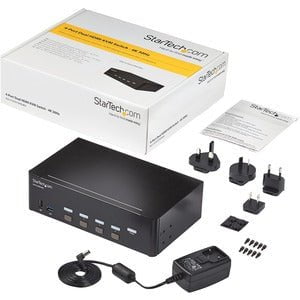 StarTech.com 4 Port HDMI KVM Switch - 4K 30Hz - Dual Display - 4 Computer(s) - 1 Local User(s) - 3840 x 2160 - 10 x USB - 10 x HDMI - Rack-mountable, Desktop - TAA Compliant IM4187650
