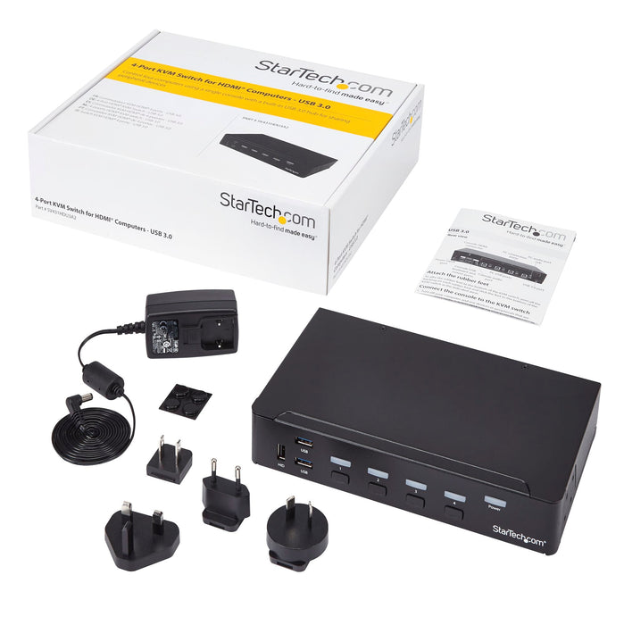 Startech.com 4 Port HDMI KVM Switch with Built-In USB 3.0 Hub, 1080p DDSV431HDU3A2