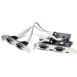 StarTech.com 4 Port Native PCI Express RS232 Serial Adapter Card with 16550 UART - 1 Pack - Dual-profile Plug-in Card - PCI Express x1 - PC - 4 x Number of Serial Ports External IM2902519