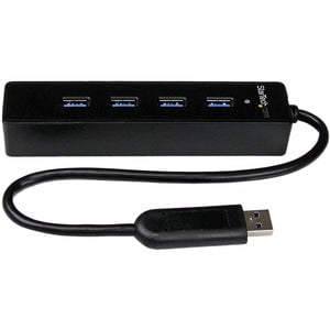 StarTech.com 4 Port Portable SuperSpeed USB 3.0 Hub with Built-in Cable - 5Gbps - Add four external USB 3.0 ports to your notebook or Ultrabook™ with a slim, portable hub - Four Port External USB 3 Hub with Built-in Cable - 4Port Mini USB Hub - 4 Port USB IM2463152